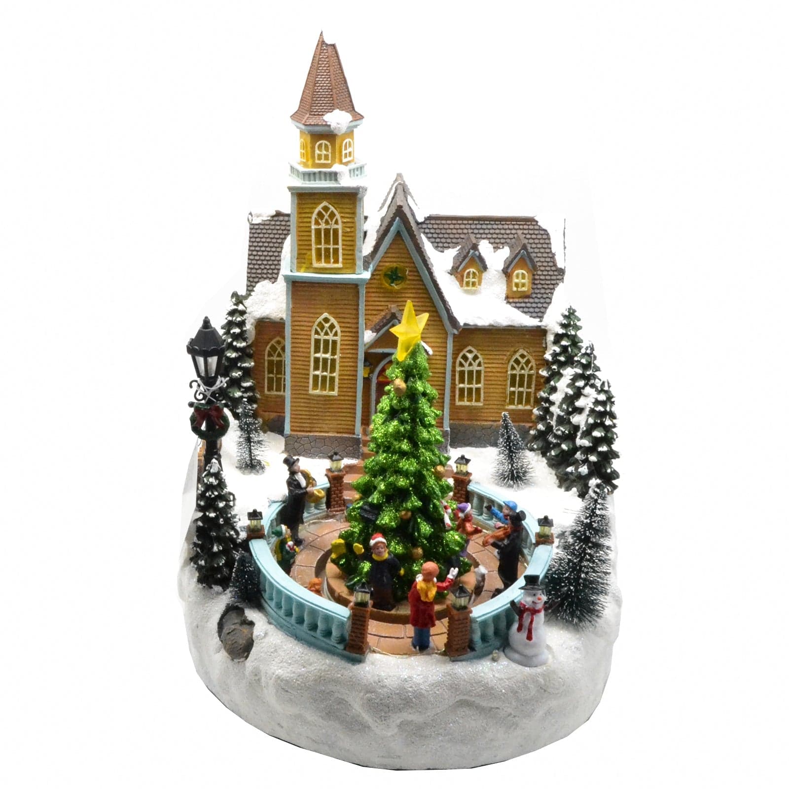 Cappella di San Bernardo per villaggio di Natale in porcellana con luci h 35 cm - 2