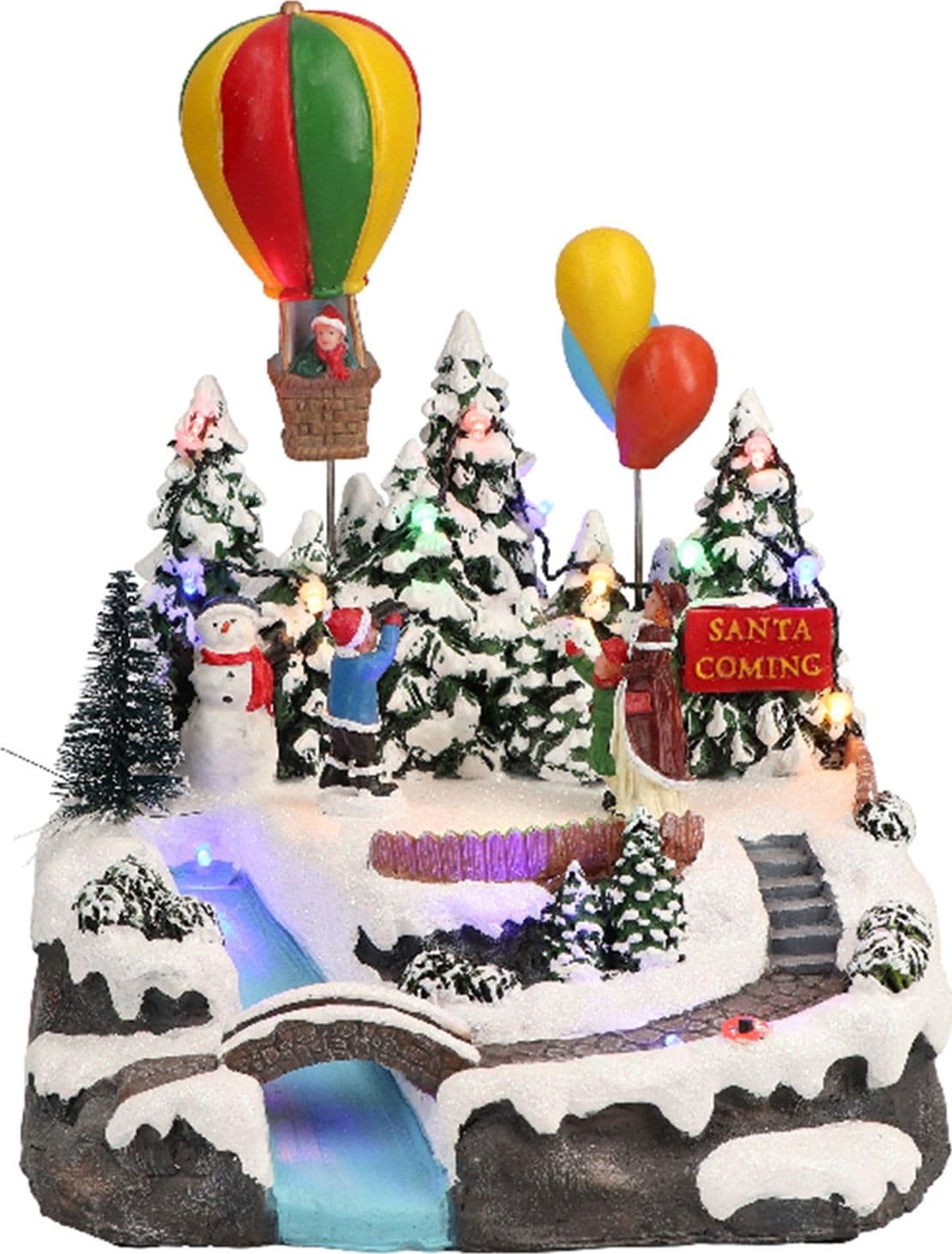 Scena animata per villaggio di Babbo Natale con luci e suoni h 24 cm - 2