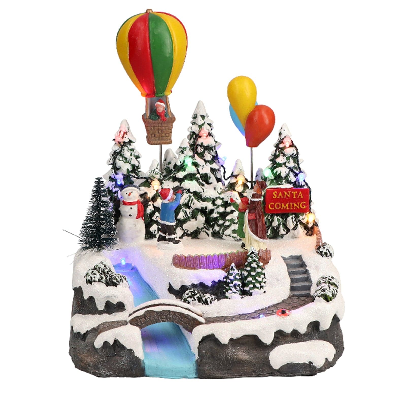 Scena animata per villaggio di Babbo Natale con luci e suoni h 24 cm - 2