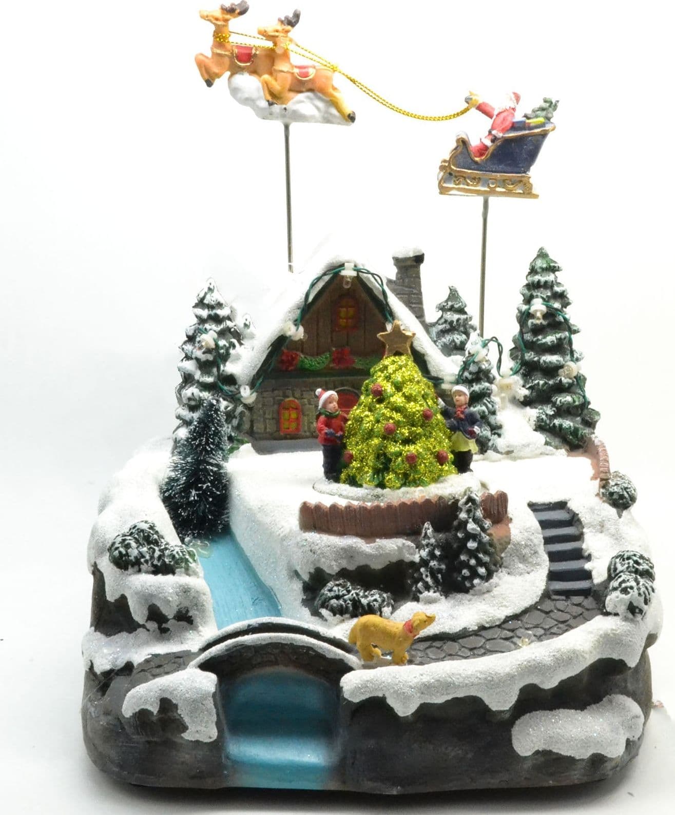 Scena animata per villaggio di Babbo Natale con luci e suoni h 24 cm - 3