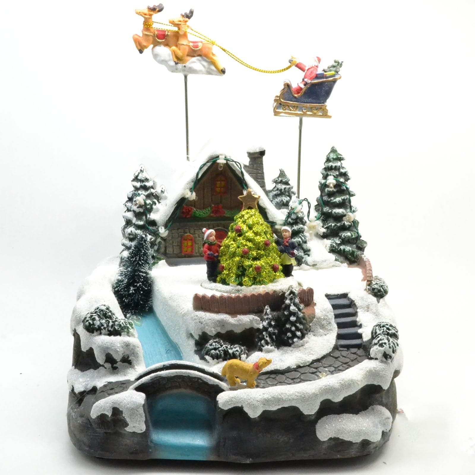 Scena animata per villaggio di Babbo Natale con luci e suoni h 24 cm - 3