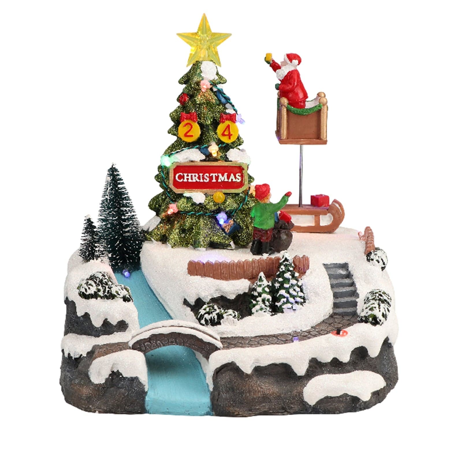 Scena animata per villaggio di Babbo Natale con luci e suoni h 24 cm - 4