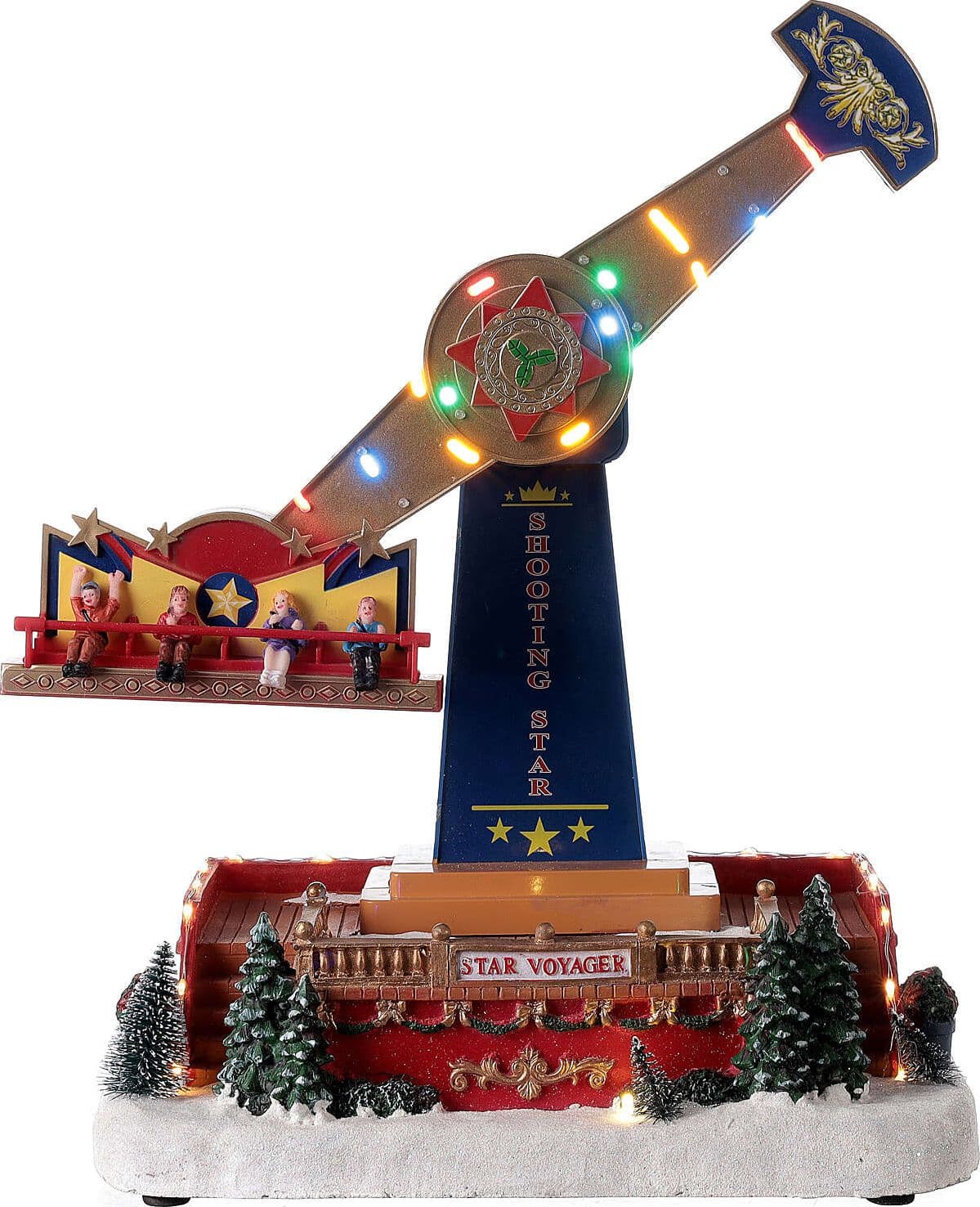 Giostra "Ferris shooting "per villaggio di Natale con carosello e personaggi h 42 cm - 3