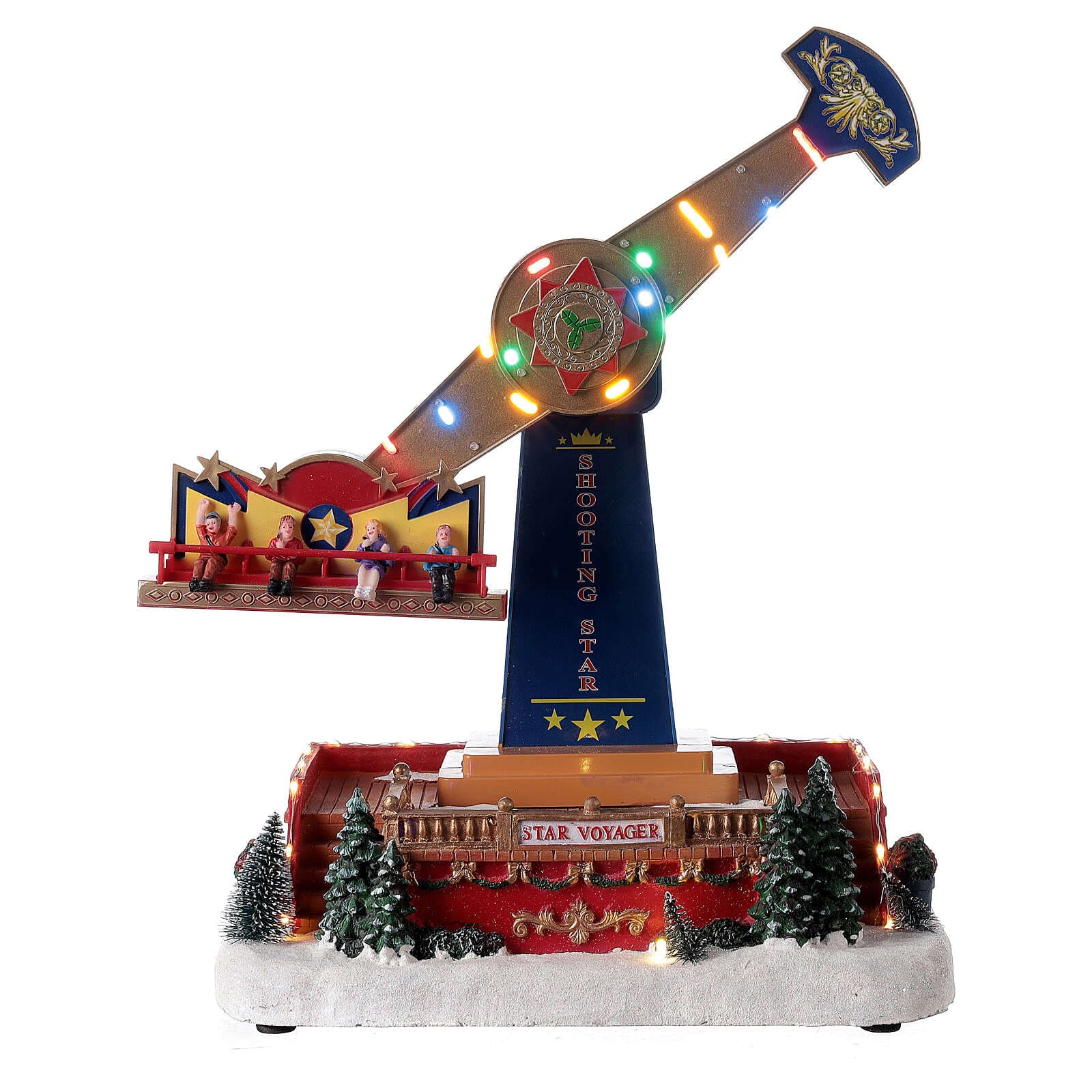 Giostra "Ferris shooting "per villaggio di Natale con carosello e personaggi h 42 cm - 3