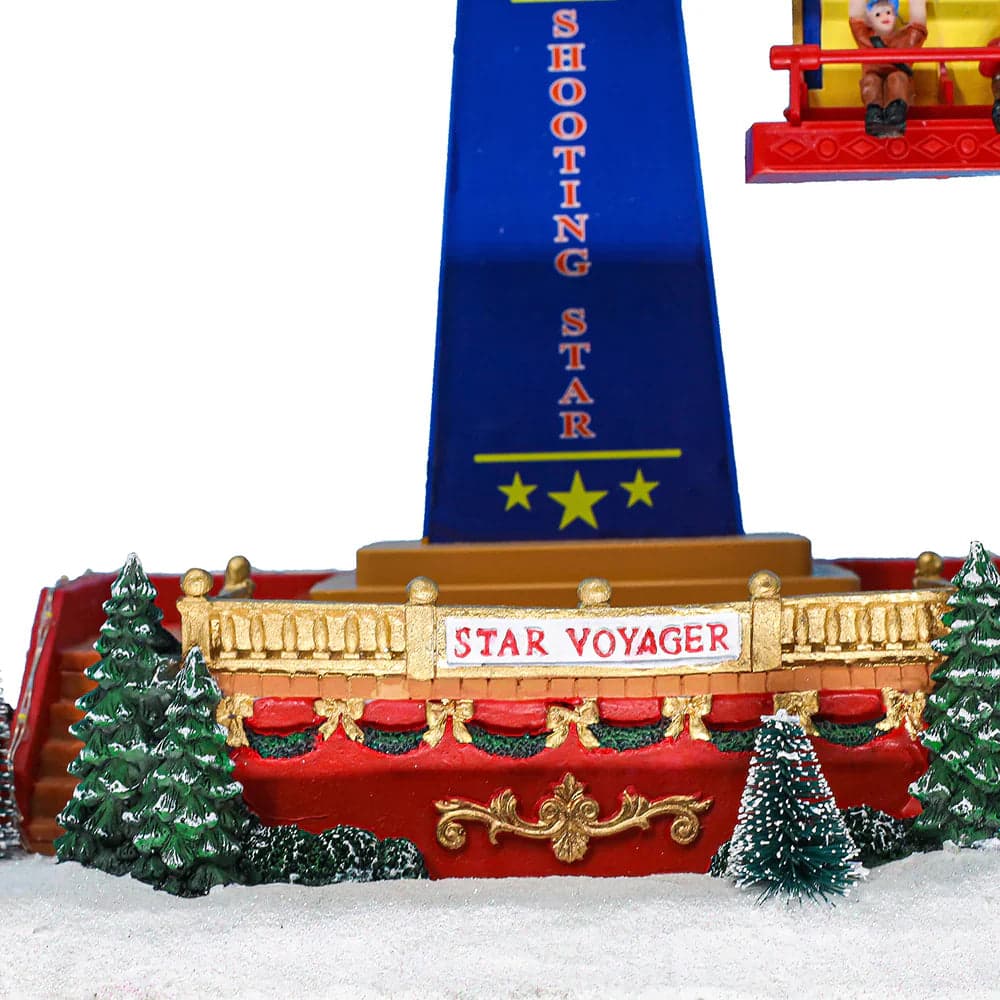 Giostra "Ferris shooting "per villaggio di Natale con carosello e personaggi h 42 cm - 5
