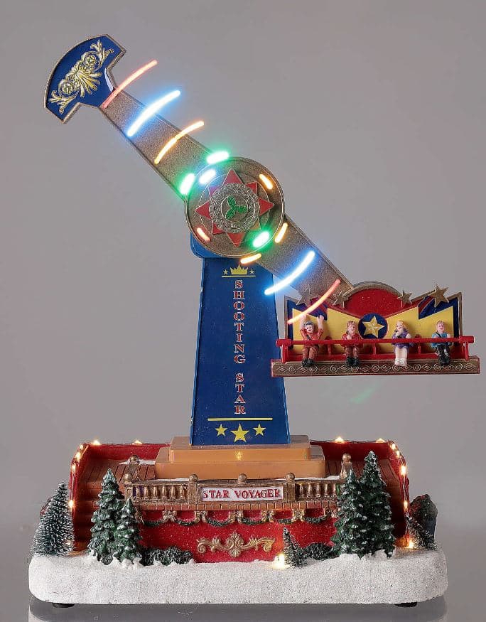 Giostra "Ferris shooting "per villaggio di Natale con carosello e personaggi h 42 cm - 6