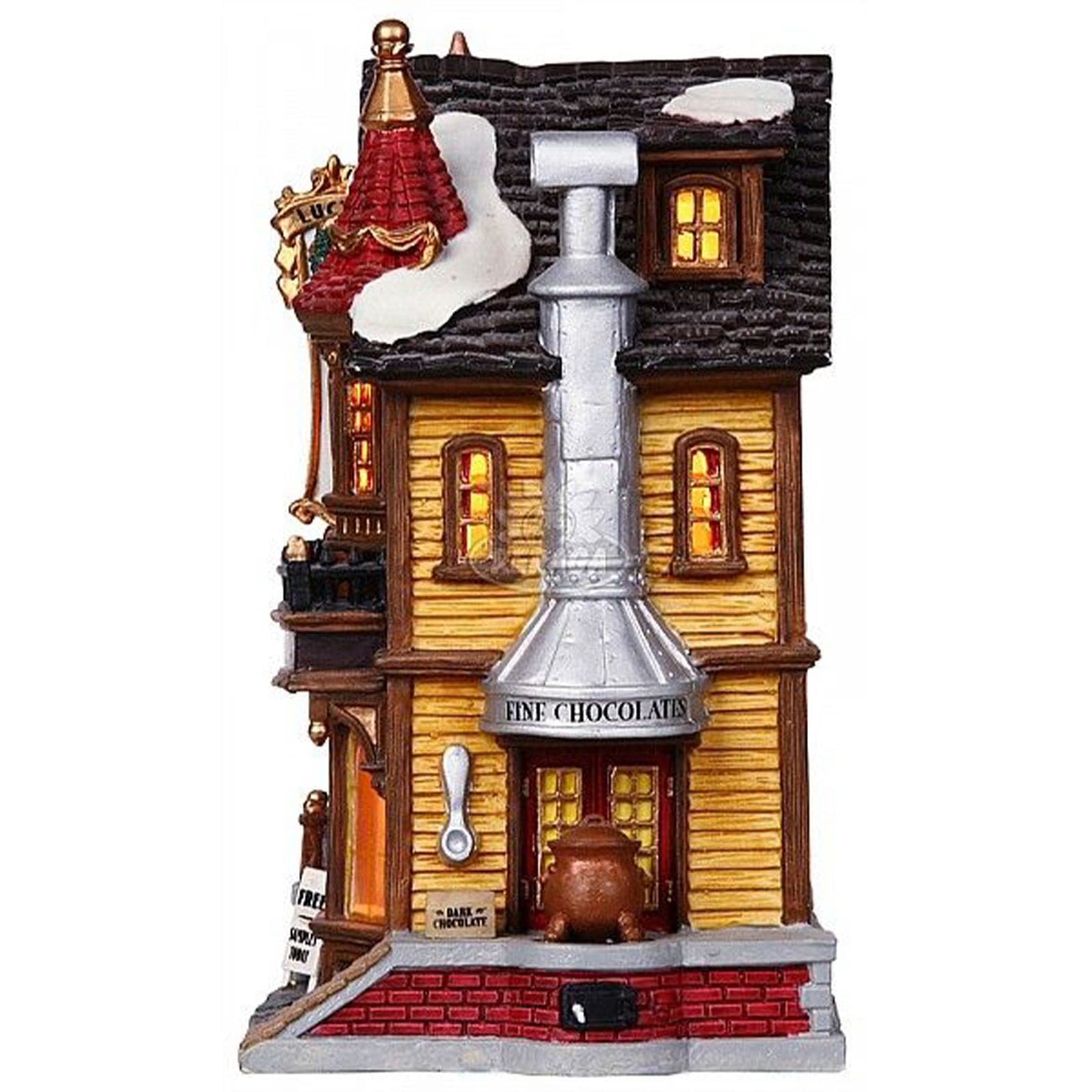 Negozio di cioccolata di Lucy statuetta natalizia per villaggio di Natale con luci - 2