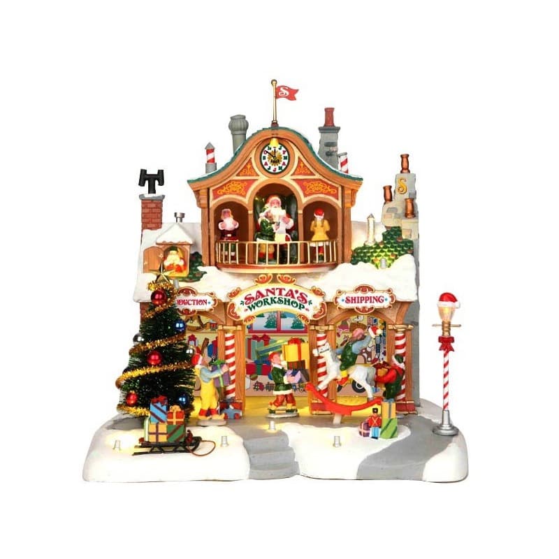 Fabbrica di giochi di Babbo Natale decorazione per villaggio natalizio illuminata - 2