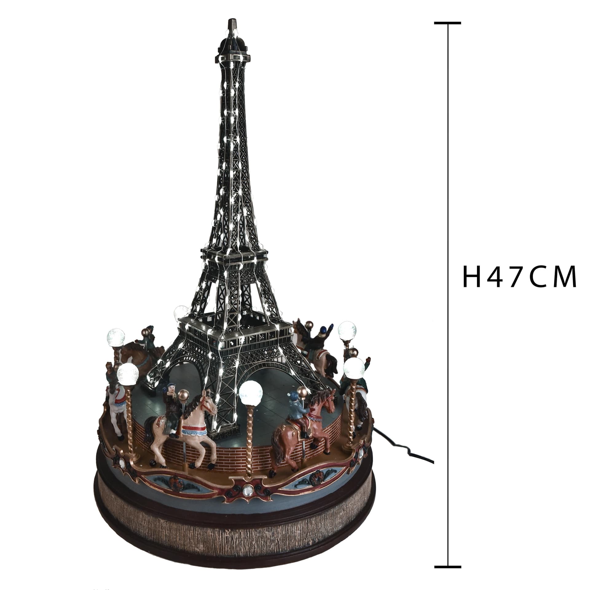 Statuetta Tour Eiffel con led e luci in resina decorazione natalizia - 2