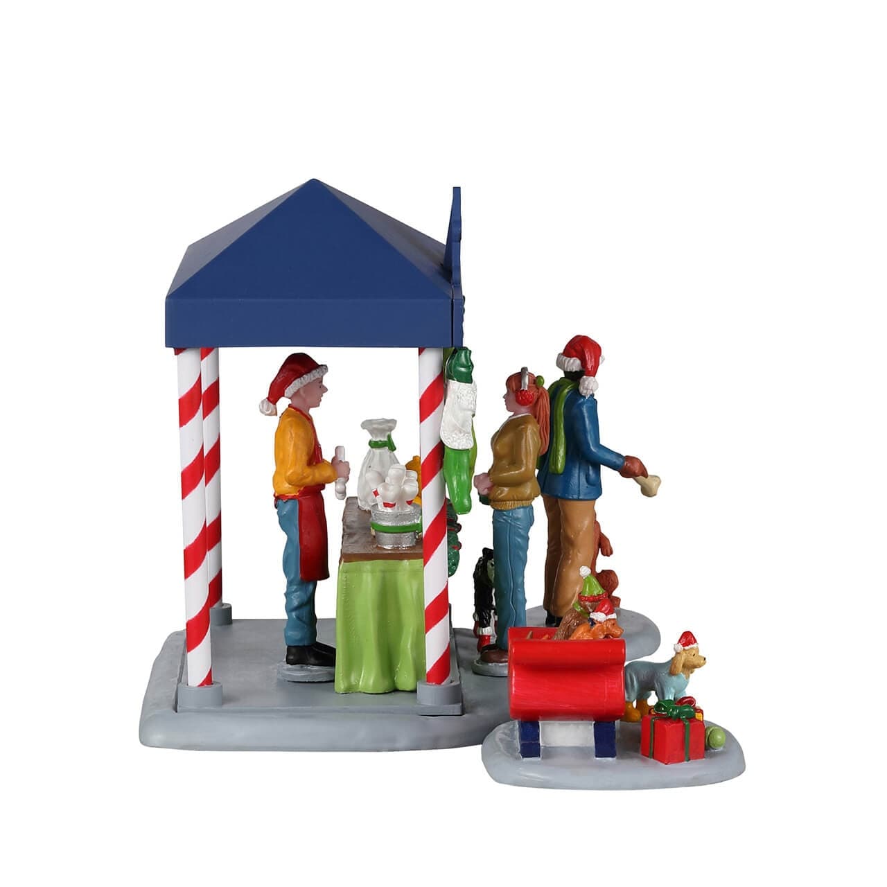 Decorazione "Babbo Natale e cuccioli" per Villaggio di Natale e presepe, in Resina da h 8,5 cm - 2