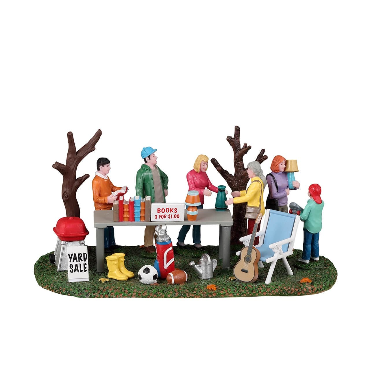 Decorazione "Vendita di cortile di quartiere" per Villaggio di Natale e presepe, in Resina da h 10 cm - 5