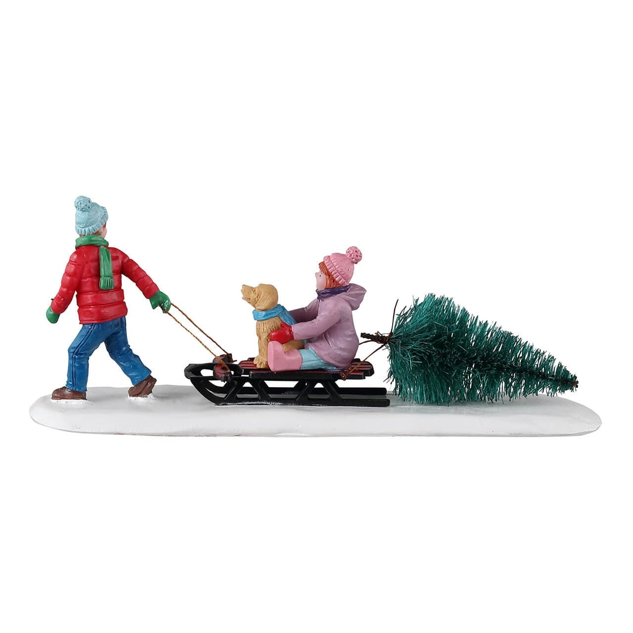 Decorazione "Portare a casa il nostro albero" per Villaggio di Natale e presepe, in Resina da h 4,2 cm - 4
