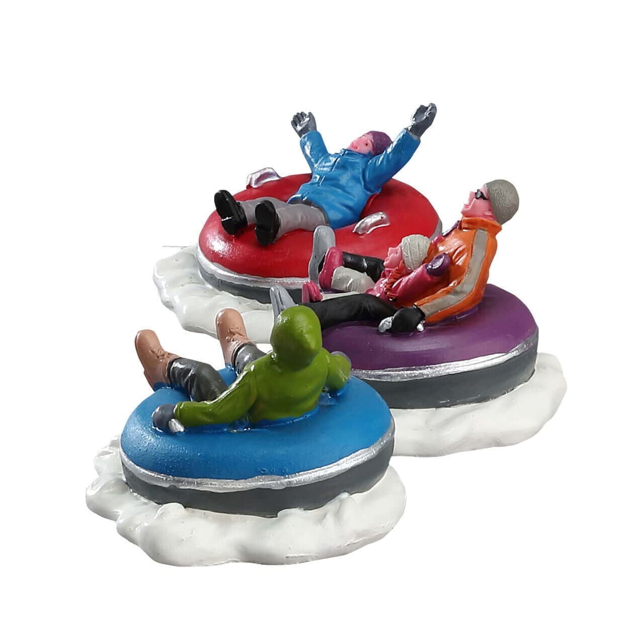 Decorazione "Set famiglia di tubi di 3" per Villaggio di Natale e presepe, in Resina da h 6,7 cm - 2