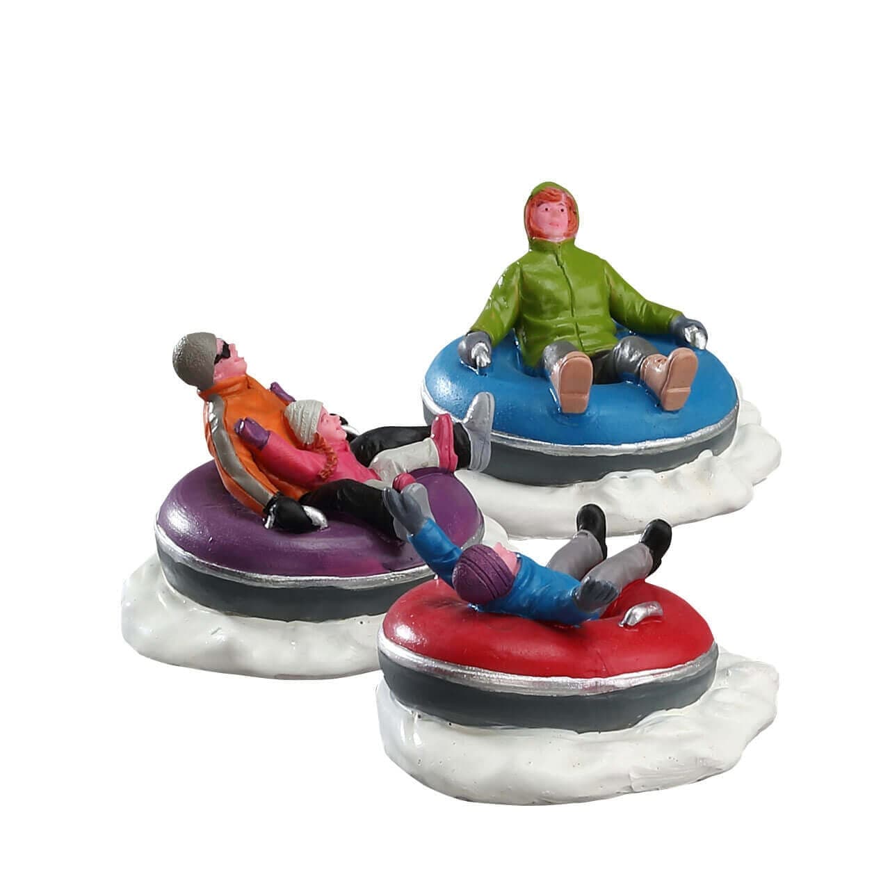 Decorazione "Set famiglia di tubi di 3" per Villaggio di Natale e presepe, in Resina da h 6,7 cm - 3