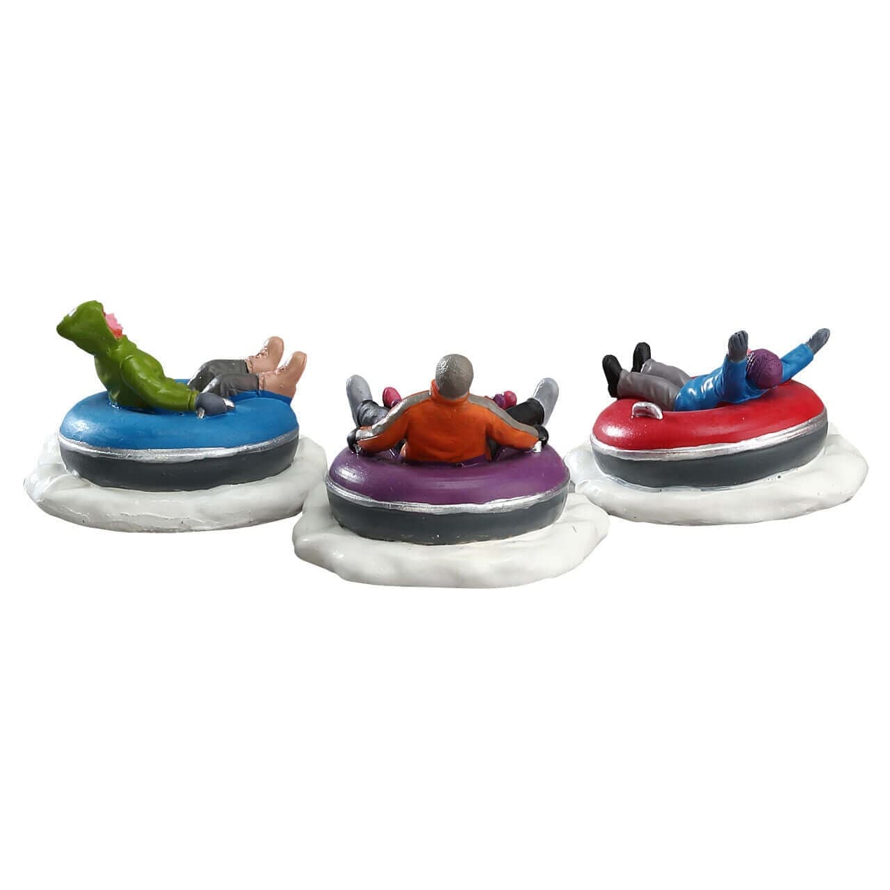 Decorazione "Set famiglia di tubi di 3" per Villaggio di Natale e presepe, in Resina da h 6,7 cm - 4