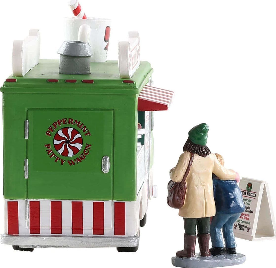 Decorazione "Set di camion di cibo di menta piperita di 3" per Villaggio di Natale e presepe, in Resina da h 7,2 cm - 3