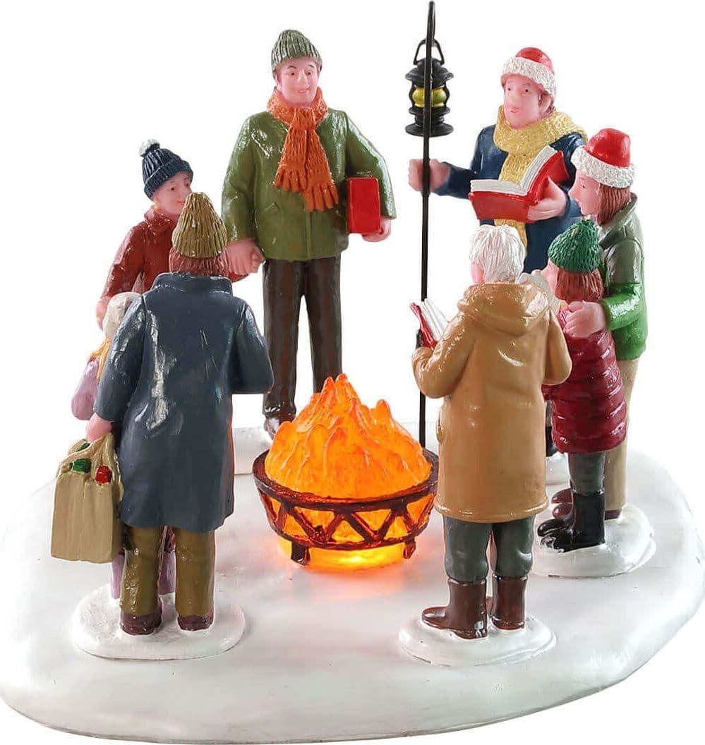 Decorazione "Caroling tostato" per Villaggio di Natale e presepe, in Resina da h 11,1 cm - 2