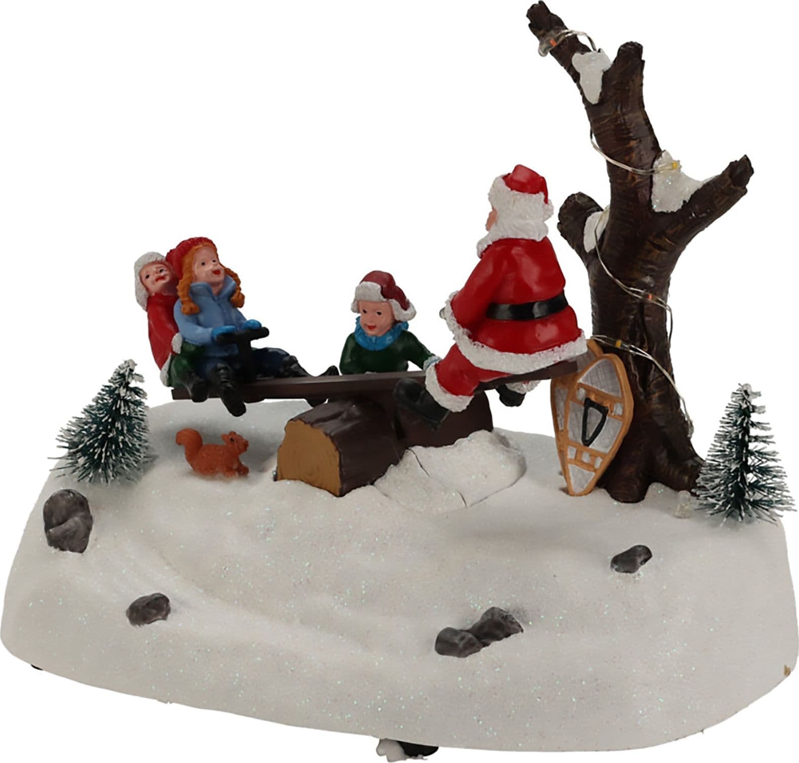Scena animata Bambini sull'altalena, con luci a LED e movimento, da 18 x 14 cm - 2