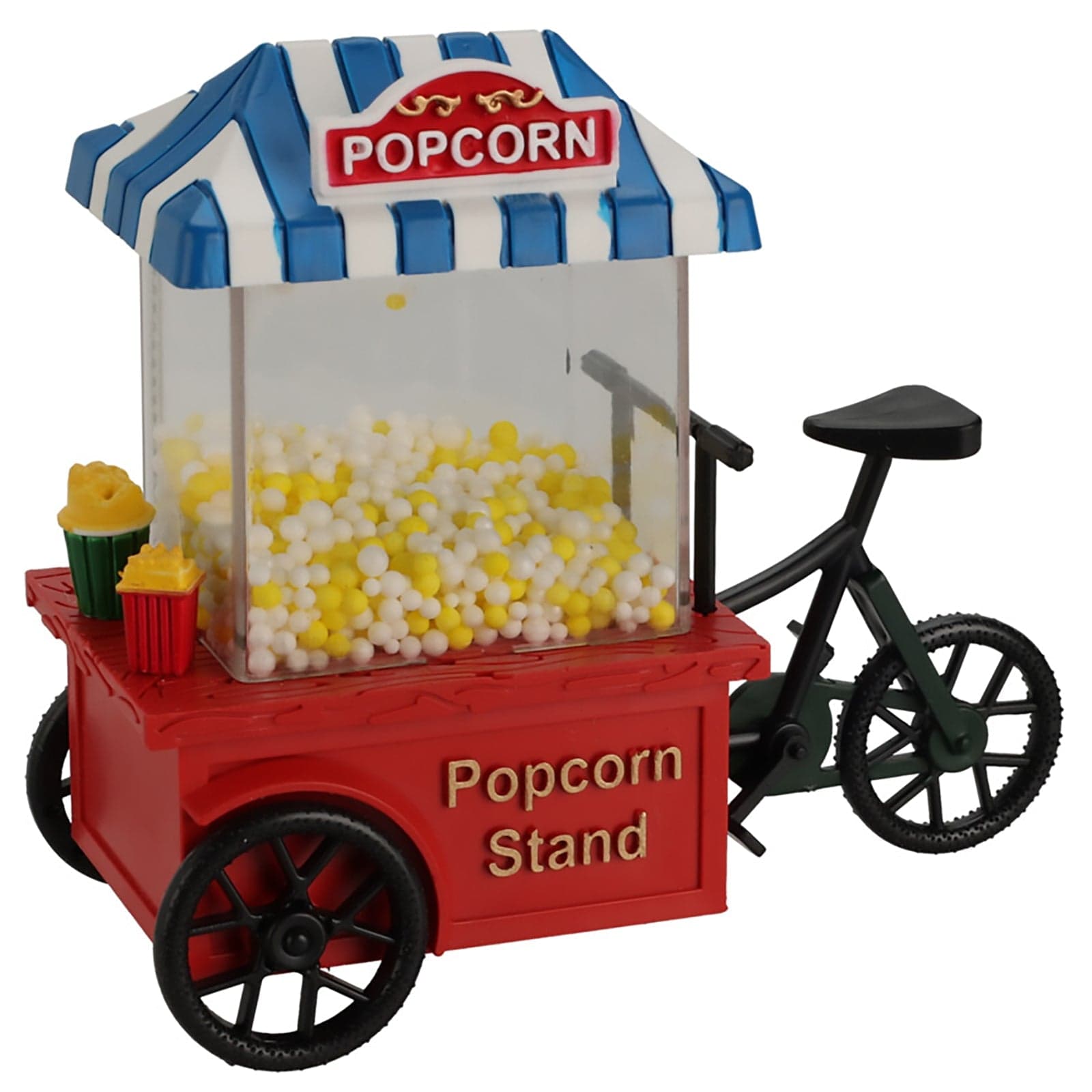 Scena bicicletta porta-popcorn per villaggio di Natale, con led luminosi, da 12 x 6 x 11 cm - 1