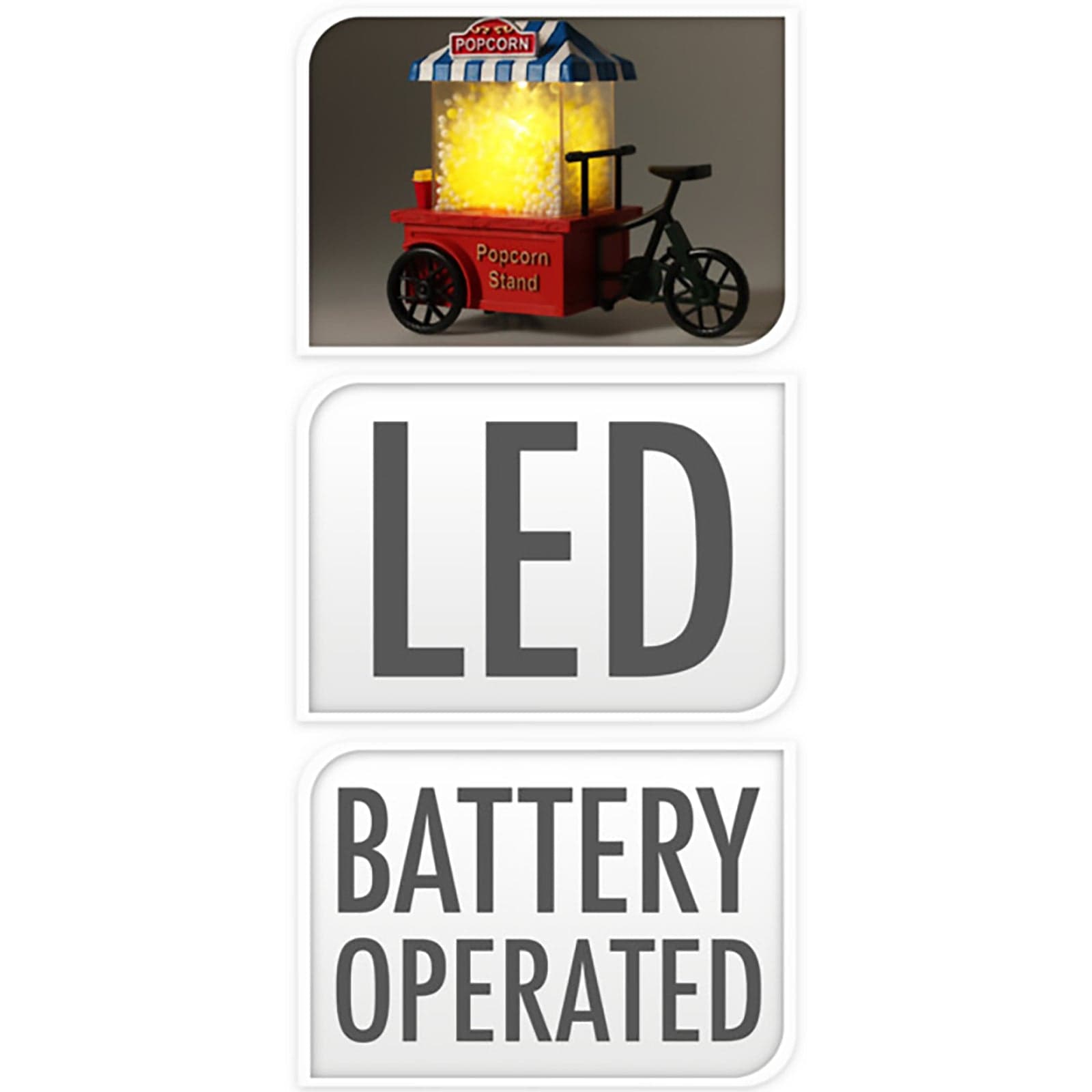 Scena bicicletta porta-popcorn per villaggio di Natale, con led luminosi, da 12 x 6 x 11 cm - 3