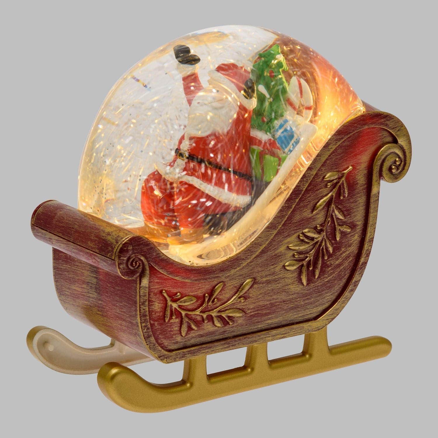 Slitta di Babbo Natale con glitter led scintillanti all'interno della sfera per decorazioni natalizie - 2