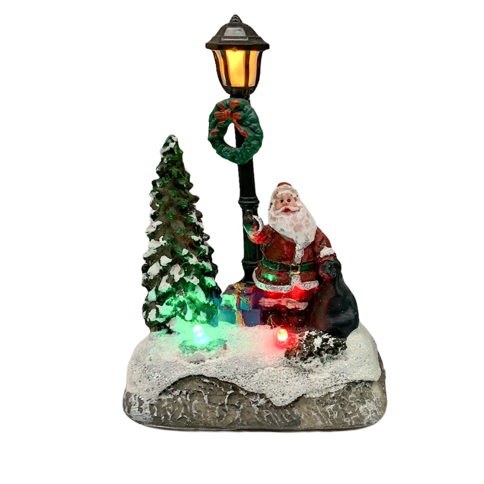 Statuetta in poliresina con albero e bambini per villaggio di Natale - 2