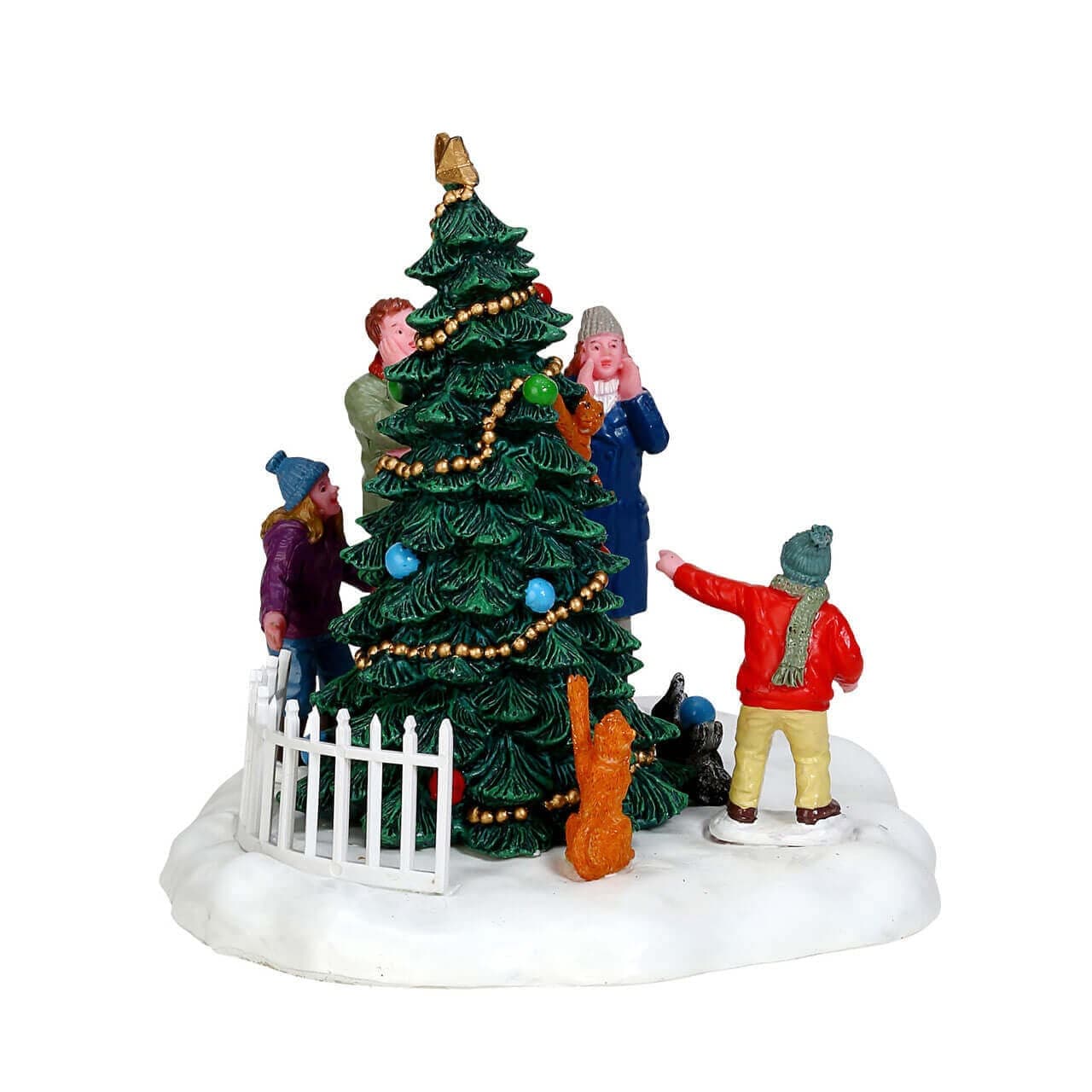 Statuetta in poliresina "Catastrofe natalizia" con albero che cade per villaggio di Natale - 3