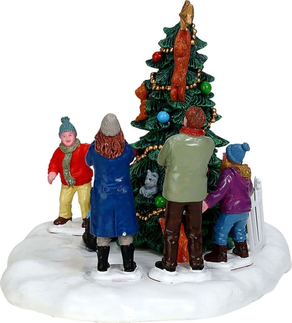 Statuetta in poliresina "Catastrofe natalizia" con albero che cade per villaggio di Natale - 4
