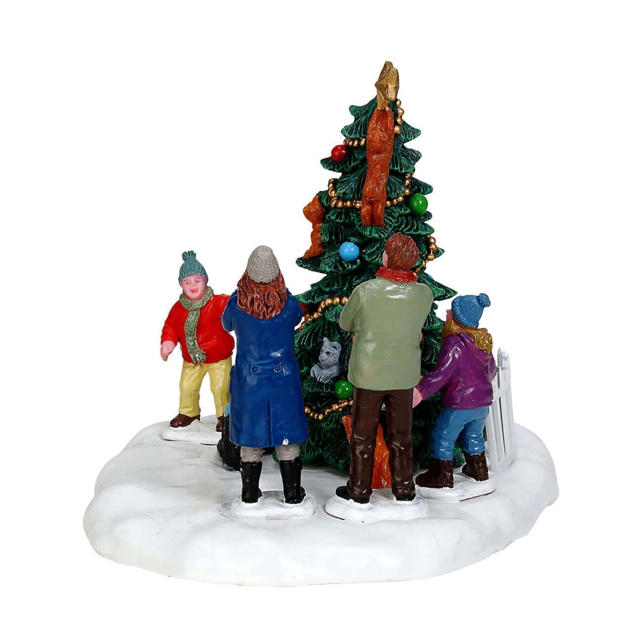 Statuetta in poliresina "Catastrofe natalizia" con albero che cade per villaggio di Natale - 4