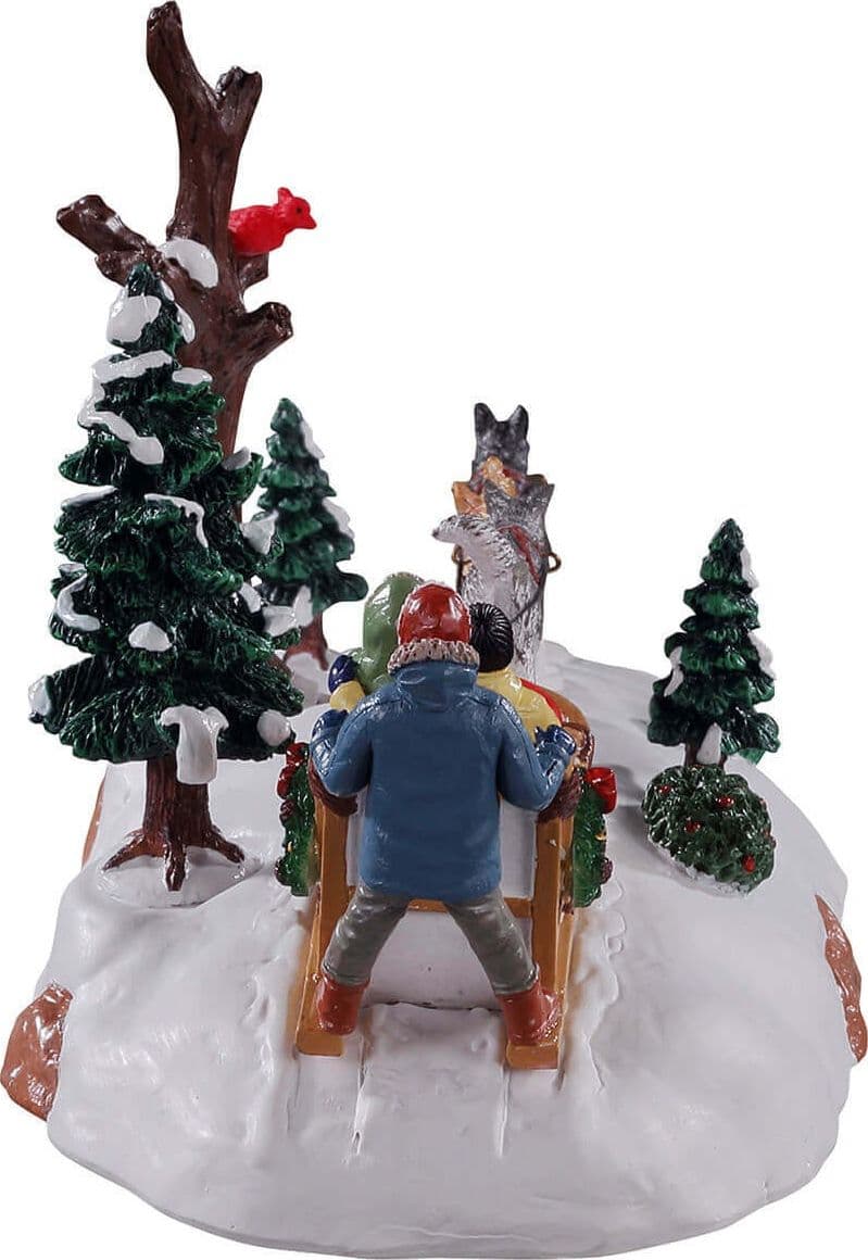 Slitta trainata da cani husky decorazione in poliresina per villaggio di Natale e presepe - 2