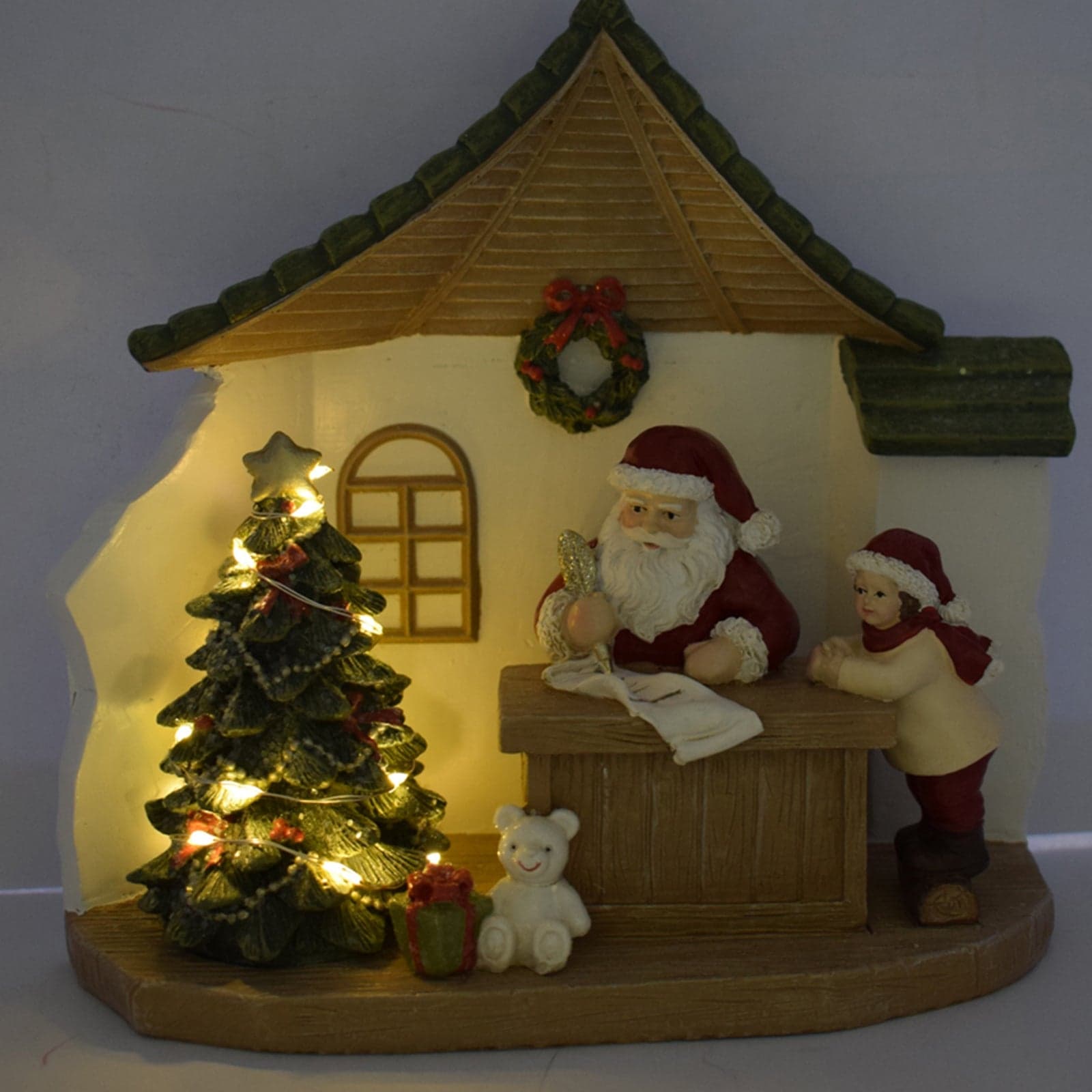 Scenario natalizio Bimbi per villaggio di Babbo Natale con luci h 17 cm - 2