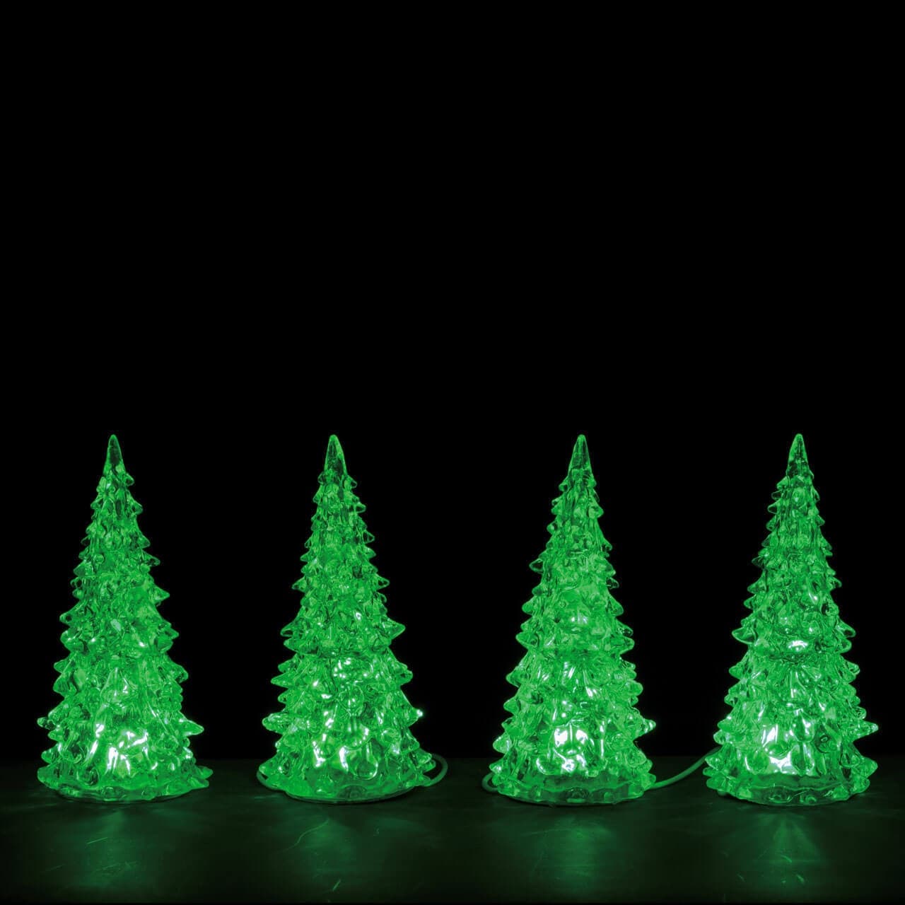 Decorazione "Albero illuminato in cristallo 3 colori" per Villaggio di Natale e presepe, in Plastica da h 5 cm - 5