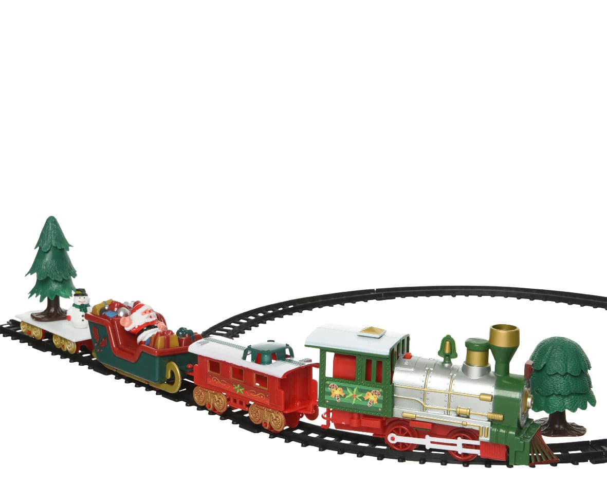 Trenino vagoni Slitta di Babbo Natale che si muove con rotaie circolari da 283cm a LED - 2