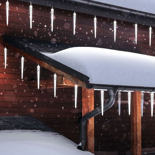 Catena ghiaccioli per mensole o soffitto con 80 luci led bianche per decorazioni - 4