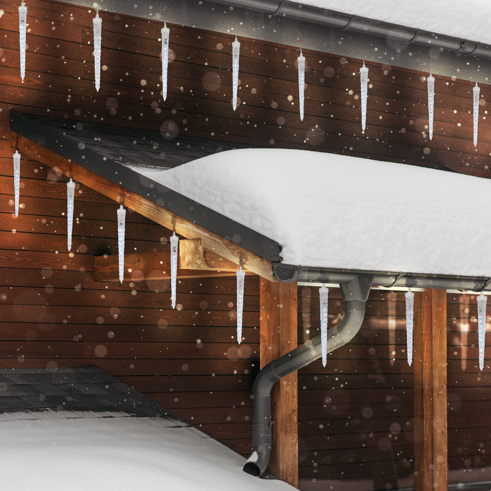 Catena ghiaccioli per mensole o soffitto con 80 luci led bianche per decorazioni - 5