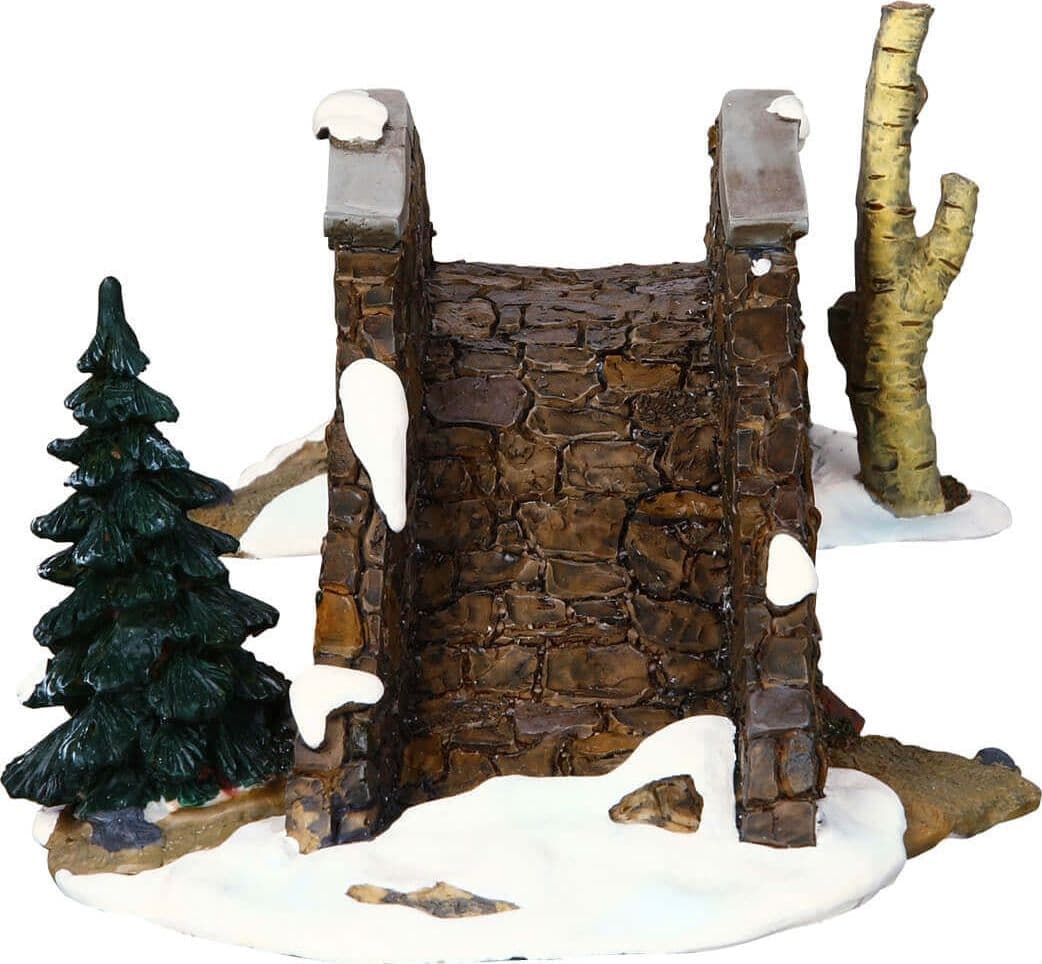 Ponte vecchio di pietra decorazione per villaggio di Natale e presepe in poliresina - 3