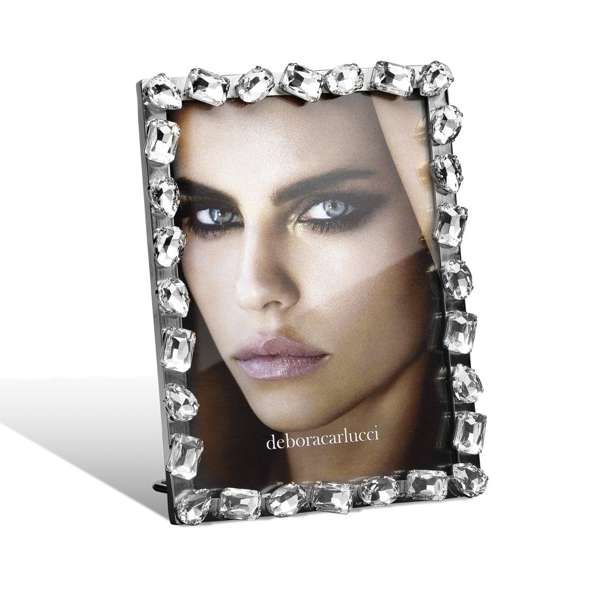 Portafoto in ottone "Parigi" decorato con applicazione in cristallo Made in Italy elegante - 6