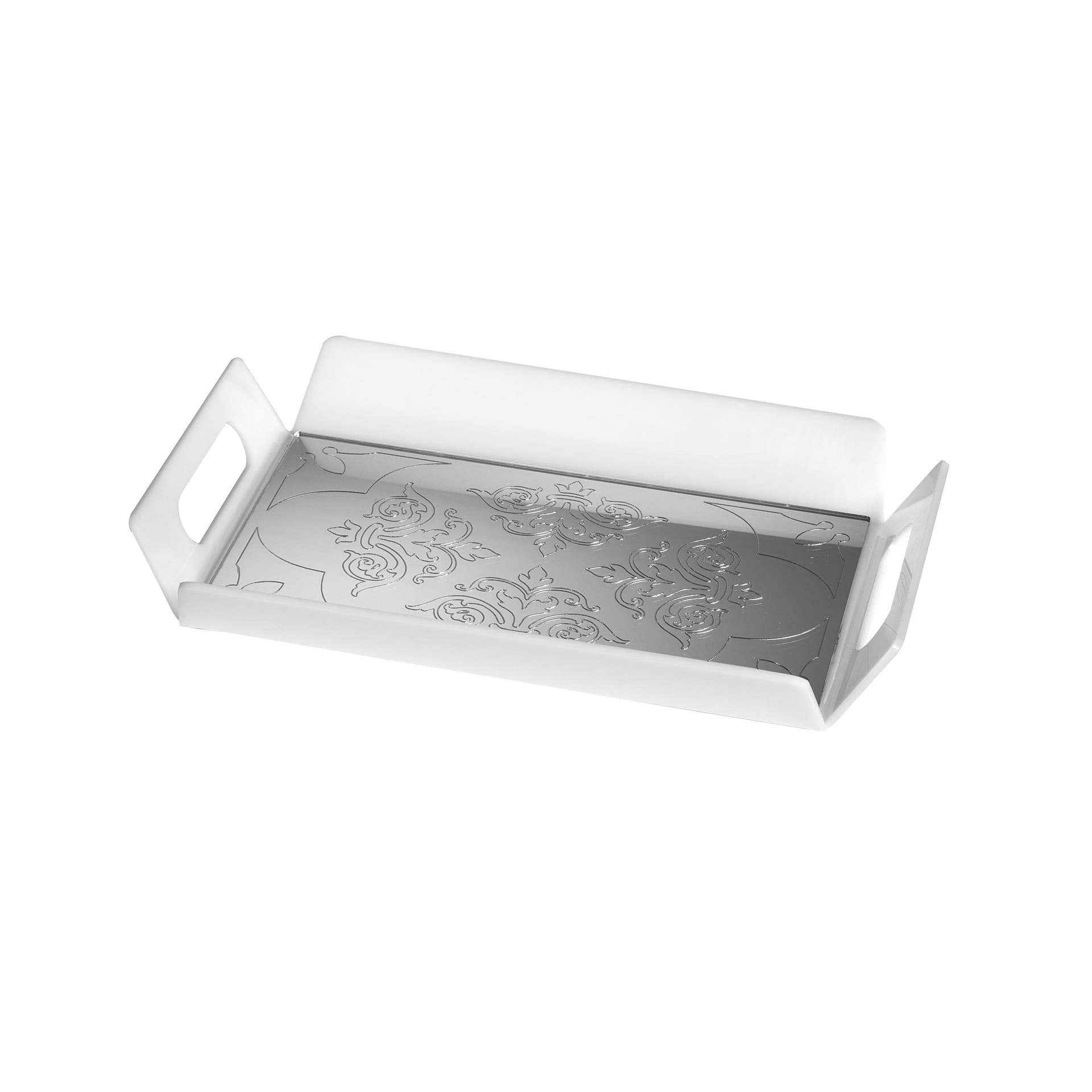 Centrotavola in plex inciso con decorazione color argento "Made in Italy" moderno - 5
