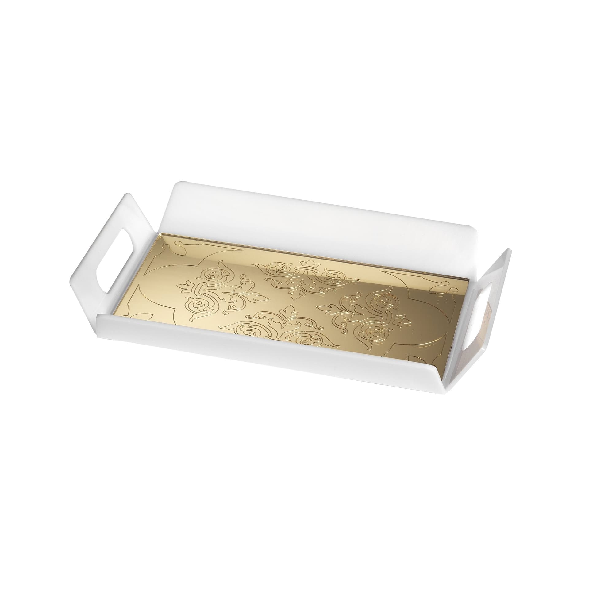 Centrotavola in plex inciso con decorazione color argento "Made in Italy" moderno - 6