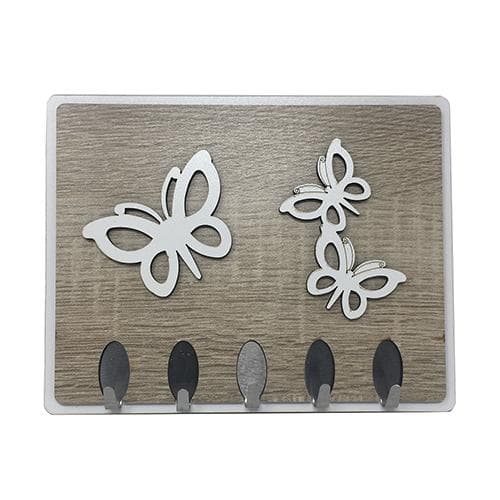 Appendino 5 ganci, base ed applicazioni legno mdf e strass,  misure  cm 20 x 16 h.