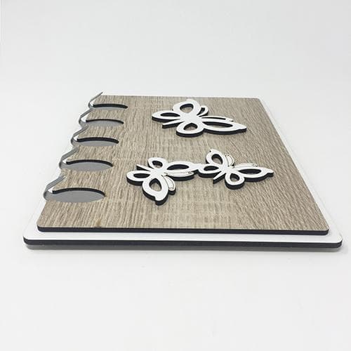 Appendino 5 ganci, base ed applicazioni legno mdf e strass,  misure  cm 20 x 16 h. - 2