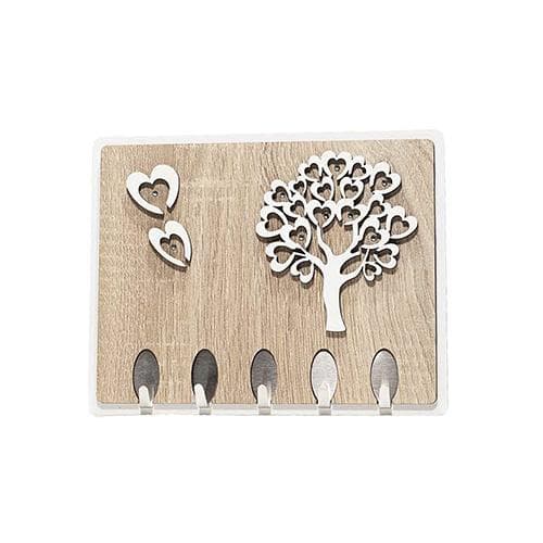 Appendino 5 ganci, base ed applicazioni legno mdf e strass,  misure  cm 20 x 16 h. - 3