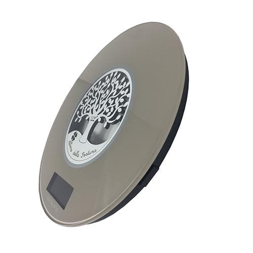 Bilancia digitale in vetro con inserto personalizzabile in legno mdf  misure ∅ cm.18 - 2