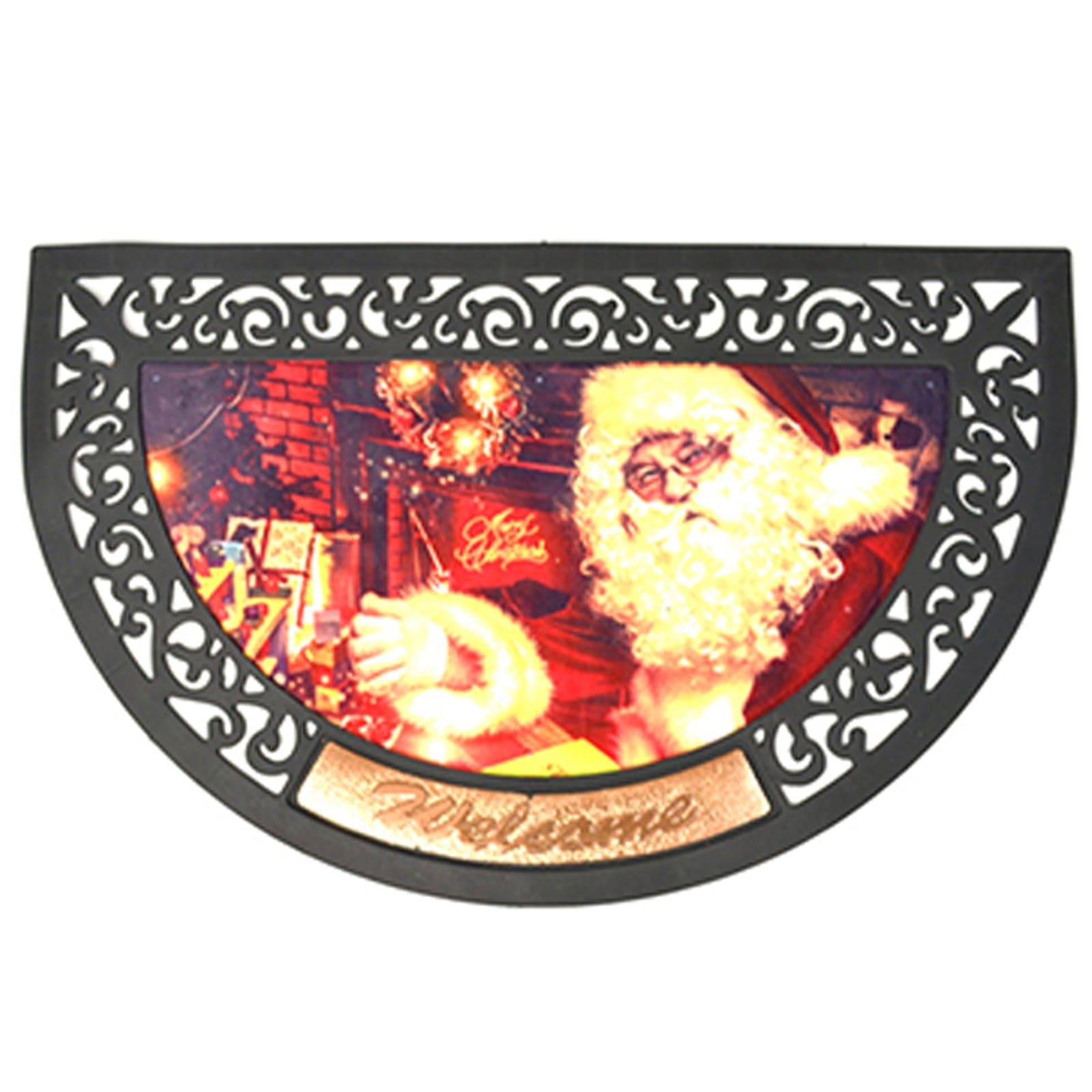 Tappeto con decorazioni natalizie zerbino antiscivolo mezzaluna da 80 cm - 2