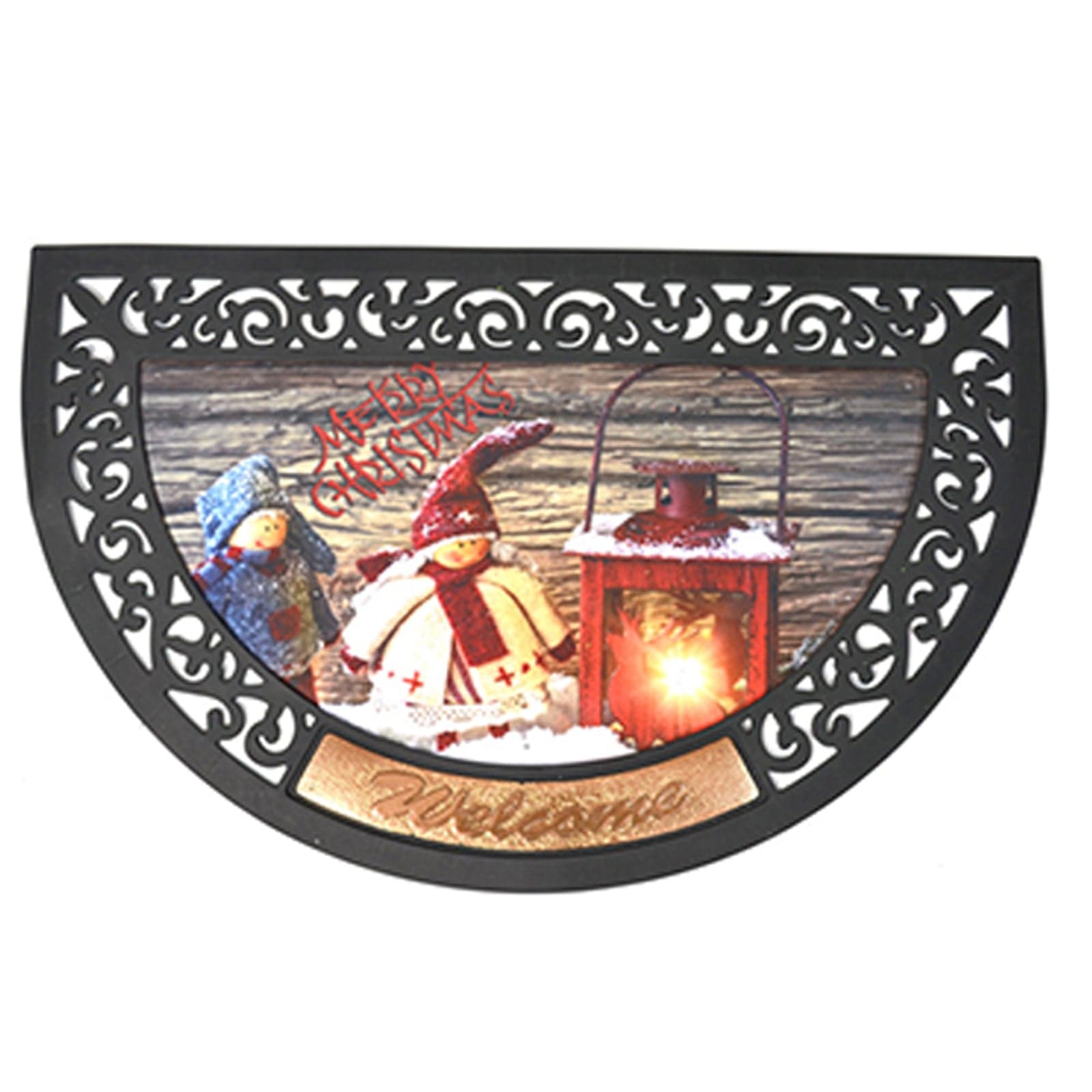 Tappeto con decorazioni natalizie zerbino antiscivolo mezzaluna da 80 cm - 3