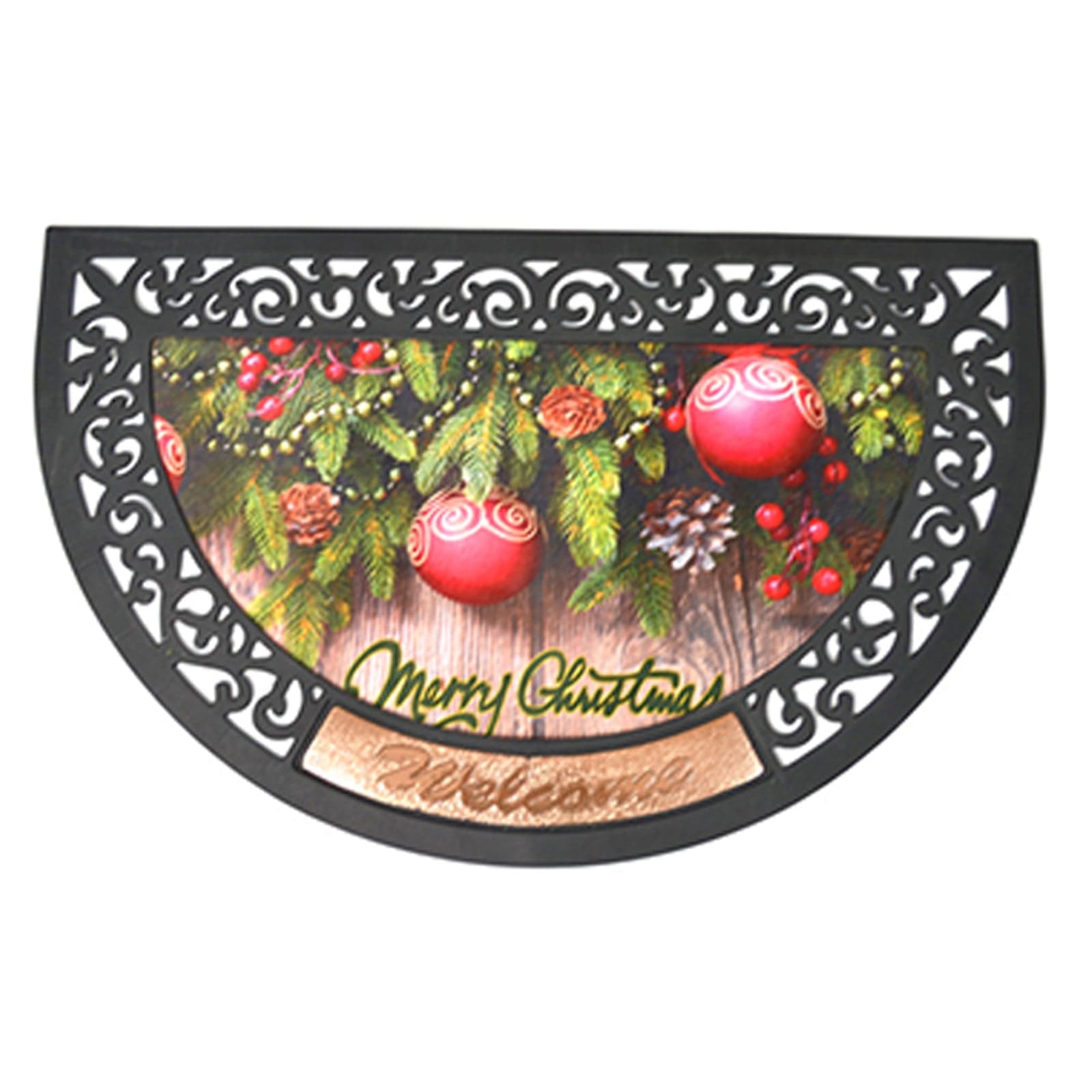 Tappeto con decorazioni natalizie zerbino antiscivolo mezzaluna da 80 cm - 4