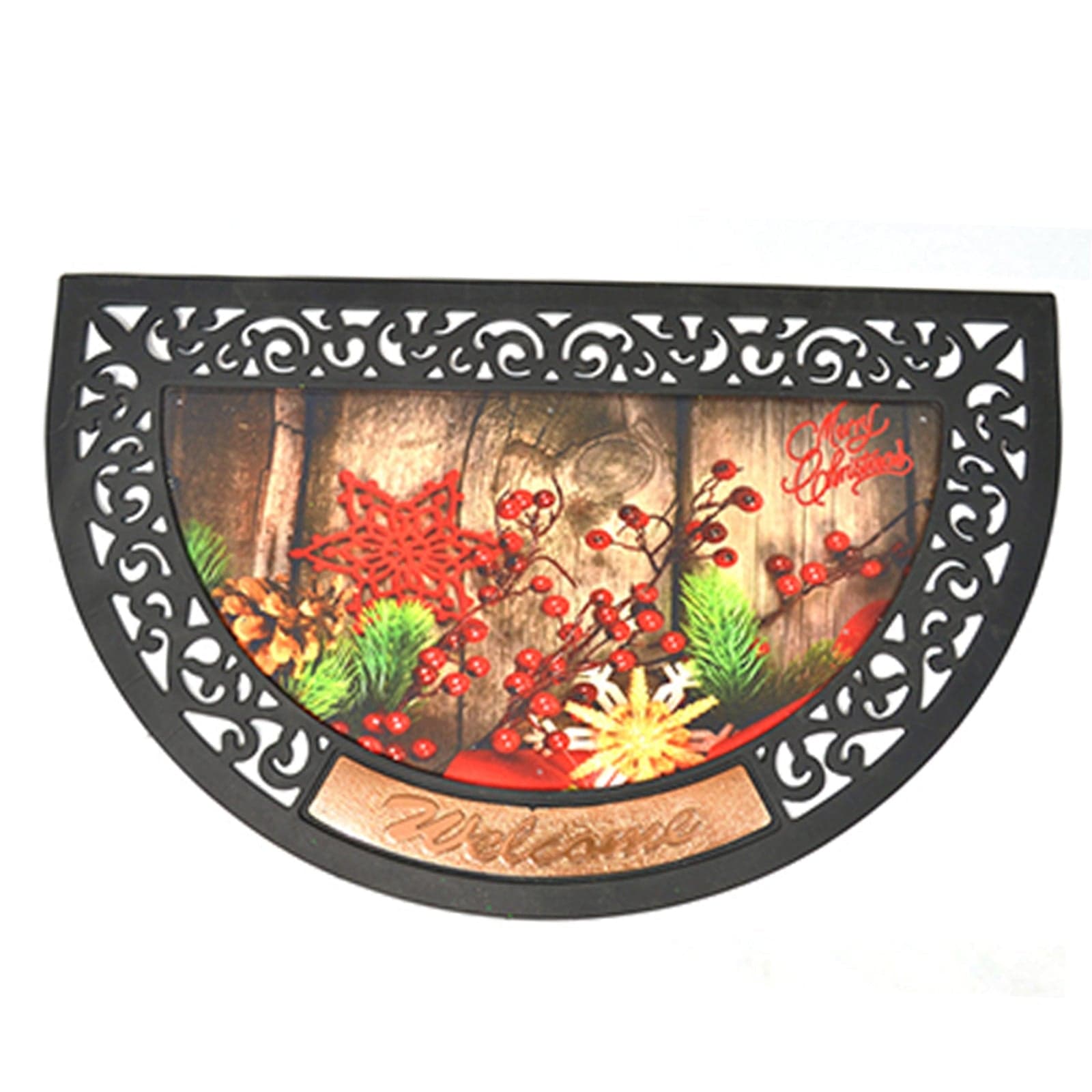 Tappeto con decorazioni natalizie zerbino antiscivolo mezzaluna da 80 cm - 5