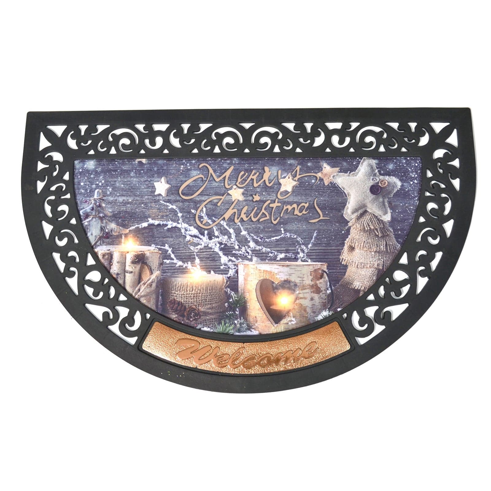 Tappeto con decorazioni natalizie zerbino antiscivolo mezzaluna da 80 cm - 6