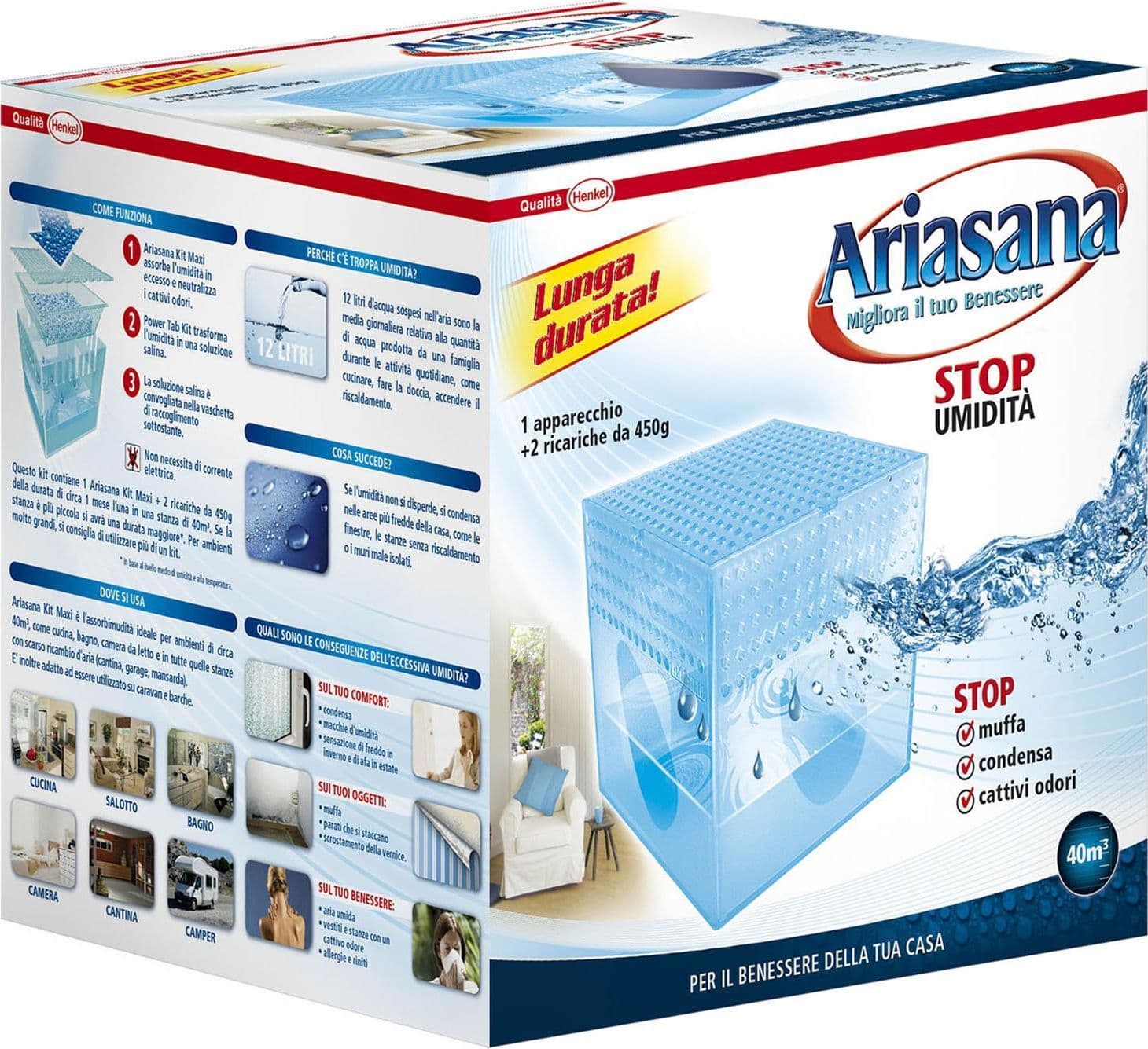 Deumidificatore Ariasana kit vaschetta con due ricariche assorbi umidità da 450 gr - 2