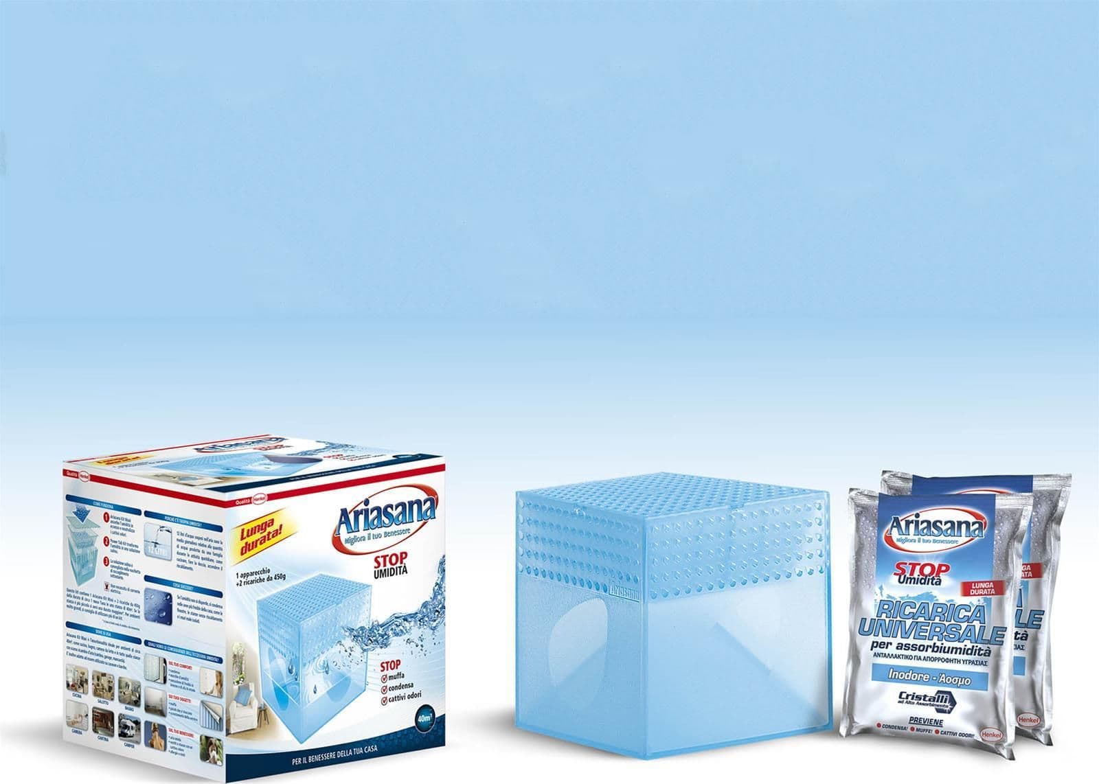 Deumidificatore Ariasana kit vaschetta con due ricariche assorbi umidità da 450 gr - 3